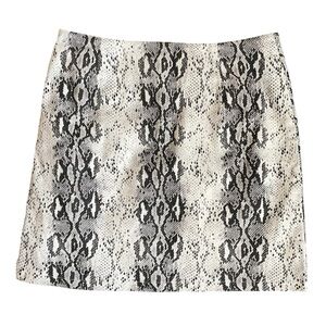 She + Sky Snake-Print Mini Skirt in White and Black